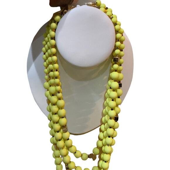 Vendome Yellow Beaded Multi Layer Necklace Women's Fashion Jewelry Accessories - Picture 2 of 7